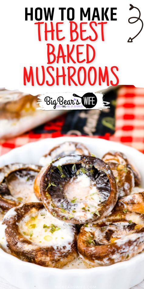 These mushrooms are baked in a tasty seasoned cream sauce and they're perfect as a party appetizer or as a side dish for lunch or dinner! They may be The BEST Baked Mushrooms I've ever had. #bakedmushrooms #mushrooms Mushroom Side Dish Recipes, Joanna Gaines Recipes, Mushroom Side Dishes, Mushroom Recipes Healthy, Lean Protein Meals, Baked Mushrooms, Weekly Dinner, Mushroom Dish, Stuffed Mushroom