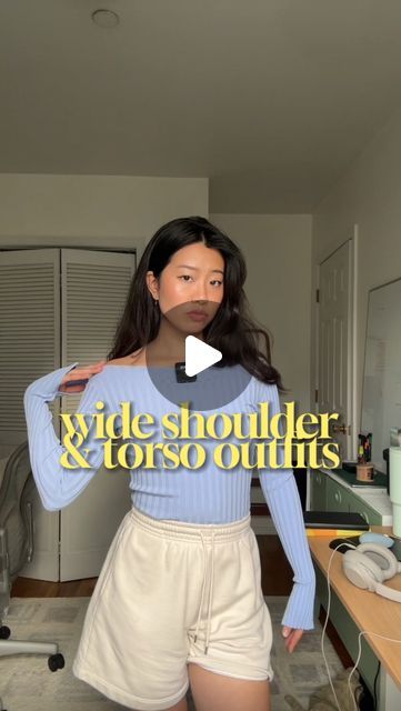 Em Chen on Instagram: "square bodies UNITE (beast titan and minecraft bodies im lookin at you, we are beautiful) #wideshoulders #outfitideas #bodytype #kibbebodytypes #longtorsogang 

tops worn:
strapless - thrifted
halter - @urbanoutfitters 
boat neck - @astrthelabel 
square beck - @abercrombie" Outfit For Big Shoulders, How To Get A Smaller Upper Torso, Outfit Ideas For Wide Shoulders, Tops For Wide Shoulders Body Types, Wide Arms Outfit, Clothes For Wide Shoulders, Outfits For Wide Shoulders For Women, Wide Shoulders Outfits, Square Body Outfits