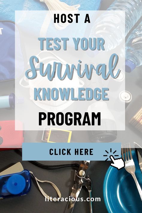 Kids loved this program at the library - test your survival knowledge with fun games and activities! Adventure Library Programs, Survival Knowledge, Jellyfish Sting, Popular Book Series, Powerpoint Slides, Survival Equipment, 20 Questions, Library Programs, Survival Games