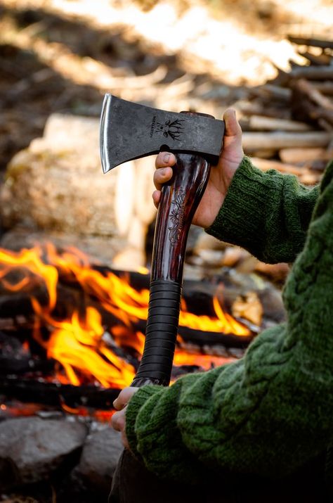 Camping Nature, Epoxy Coating, Leather Sheath, Axes, Ash Wood, Bushcraft, Gifts For Him, Hiking, Forest