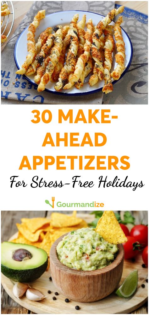 A little advance prep to beat the holiday hustle? Here are 30 make-ahead appetizers so you can sit back and relax while hosting this year. Cauliflower And Broccoli Cheese, Cold Party Appetizers, New Years Appetizers, Frozen Appetizers, Make Ahead Appetizers, Romantic Meals, Party Appetizers Easy, Balsamic Beef, Make Ahead Meals