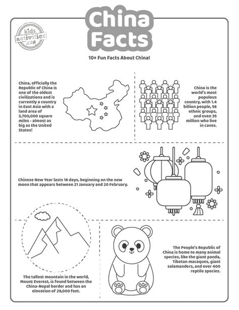 Ancient China Bulletin Board, China Projects For Kids, China Activities For Kids, China Coloring Pages, Australia Fun Facts, China For Kids, Facts About China, Flag Of China, Japan For Kids