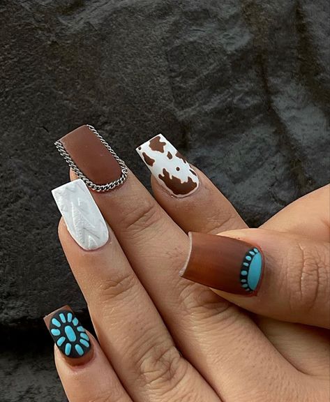 Turquoise Acrylic Nails, Country Acrylic Nails, Rodeo Nails, Cowboy Nails, Aztec Nails, Western Nails, Boho Nails, Country Nails, Turquoise Nails