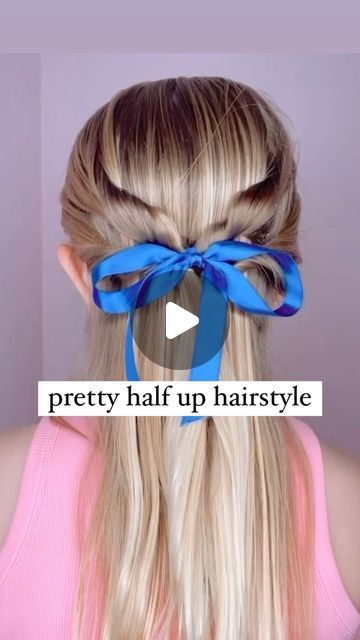 Half Up Hair With Ribbon, Half Up Ribbon Hairstyle, Half Up Girls Hairstyles, Easy Ribbon Hairstyles, Audrey Mcclelland Hair, Hair Ribbons Hairstyles, Kiddie Hairstyles, Half Up Hairstyle, Princess Hair