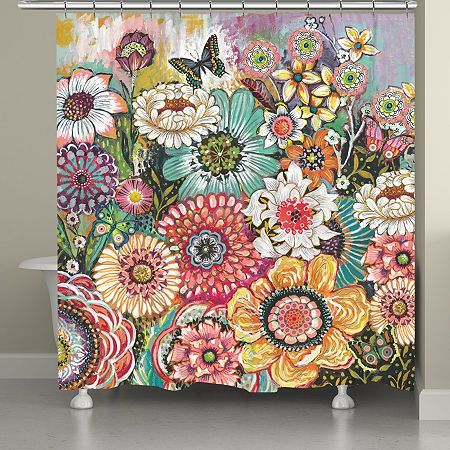 This floral designed shower curtain, "bohemian whimsy" will add a blossoming boho atmosphere to any home. A whimsical scenery of a brightly colored floral bouquet with butterflies in a painterly style. This gorgeous shower curtain will illuminate any bathroom decor.Number of Hook Holes: 12Included: 1 71x72 Inch Shower Curtain(s)Shower Curtain Liner: Liner RecommendedMeasurements: 71 Length/Inches, 72 Width/InchesFiber Content: 100% PolyesterFabric Description: WovenShower Curtain/Liner Material: Mandala Shower Curtain, Colorful Shower Curtain, Organization Office, Flower Shower Curtain, Boho Shower Curtain, Boho Bouquet, Mud Rooms, Flower Shower, Floral Shower Curtains