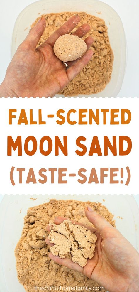 Moon Sand Recipe, Fall Moon, Moon Dough, Sand Recipe, Homemade Moon Sand, Autumn Spices, Fall Smells, Fall Sensory Bin, Sands Recipe