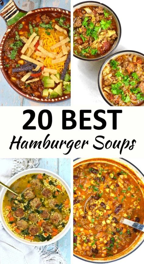 Hamburger Soup Recipes, Cook With Ground Beef, Beef Broth Soup Recipes, Hamburger Macaroni Soup, Best Hamburger Soup Recipe, Recipes Using Hamburger, Bacon Cheeseburger Soup, Cooking With Ground Beef, Ground Beef And Potatoes