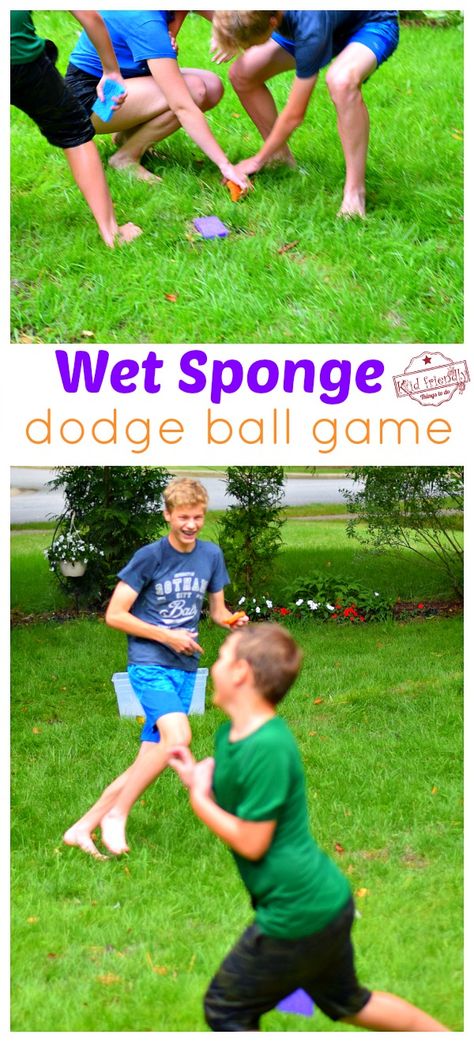 Wet Sponge Dodge Ball Game - The ultimate summer or warm-weather water outdoor game for kids, teens, and adults. The best water game for your backyard party. www.kidfriendlythingstodo.com #game #summer #water #outdoor #party #backyard #school #fun #adults #kids #teens Backyard School, Outdoor Camping Games, Fun Water Games, Outdoor Water Games, Dodge Ball, Party Backyard, Water Kids, Summer Camp Activities, Water Games For Kids