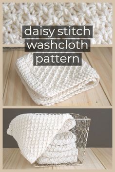 Knit Washcloth, Knitted Dishcloth Patterns Free, Knit Dishcloth Pattern, Knitted Washcloth Patterns, Dishcloth Patterns Free, Daisy Stitch, Knitted Washcloths, Crochet Edge, Dishcloth Knitting Patterns