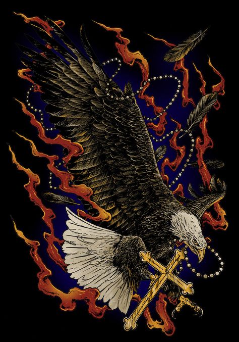 Rafal Wechterowicz Eagle Aesthetic, Tattoo Eagle, Vintage Tshirt Design, Logo Design Inspiration Vintage, Harley Davidson Artwork, Creative Typography Design, Graphic Design Images, Eagle Graphic, Punk Design