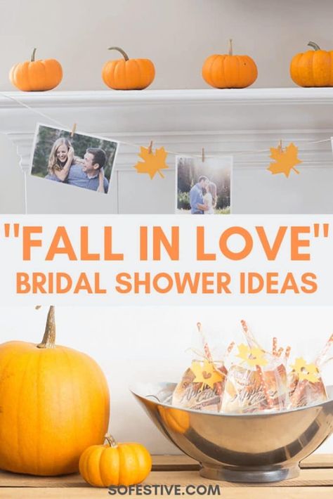 Fall in Love- Fall Bridal Shower Ideas for recipes, decorations and favors Bridal Shower Ideas For Fall, Fall Wedding Shower Decorations, Fall Bridal Shower Ideas Decoration, Fall Themed Bridal Shower Ideas, Fall In Love Bridal Shower Ideas, Fall Bridal Shower Ideas, Fall Bridal Shower Decorations, Sons Wedding, Fall In Love Bridal Shower