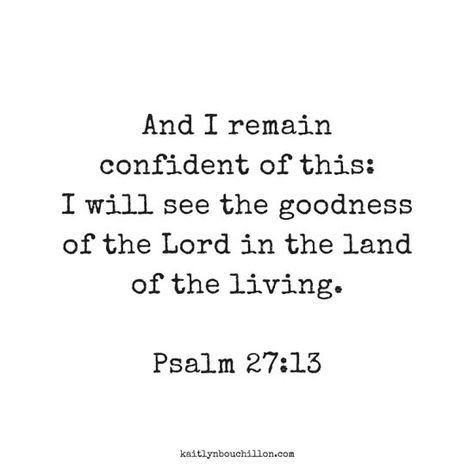 I Will See The Goodness Of The Lord, The Goodness Of God Quotes, Confident Words, The Goodness Of The Lord, Psalm 27 13, A Question Mark, Land Of The Living, Psalm 27, Gods Love Quotes