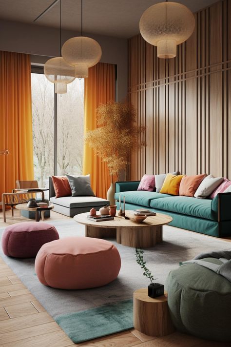 Orange Wood Floor Living Room, Whimsical Living Room, Japandi Living Room Design, Livng Room, Outdoor Interior Design, Japandi Living Room, Japandi Interiors, Open Kitchen And Living Room, Japandi Living