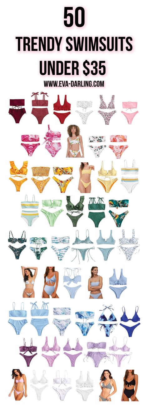 50 inexpensive bikinis that are flattering on every womens body shape. trendy bikini swimsuits for summer featuring tie dye bikini, high waisted bikini, floral bikini, and high cut leg bikini. Best places to buy cute affordable swimsuits such as shein, romwe, amazon prime fashion, forever 21, target style, asos Eva Phan of Eva Darling PINTEREST: @eva_darling Target Swimsuits 2022, Trendy Bikinis Summer 2023, Best Amazon Bikinis, Where To Buy Good Bikinis, Cheap Bikinis Website, Amazon Bikinis, Swimsuits 2022, Where To Buy Swimsuits, Amazon Swimsuit