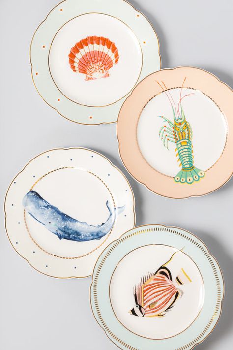 Shop all of our fabulous new products! Yvonne Ellen, Decorative Illustration, Fish Plates, Beach House Gift, Nautical Inspiration, Plate Collection, Table Service, Fish Plate, Tea Plates