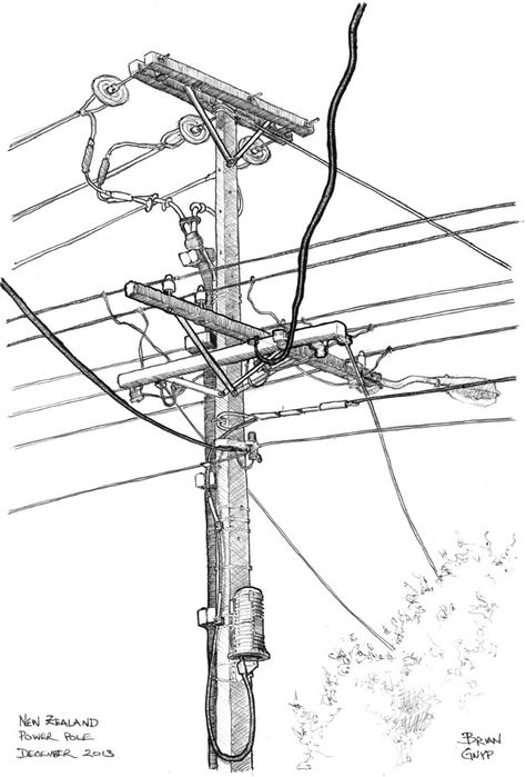 Sketchy Drawings: Power Pole Electric Things Drawing, Electric Pole Drawing, Sketchy Drawings, Pole Tattoo, Contour Drawings, Organised Chaos, Electric Pole, Pole Art, Eye Of The Storm