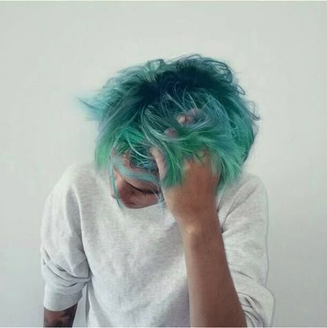 Midoriya Izuku Graves Aesthetic, Blue Hair Aesthetic, Light Blue Hair, Teal Hair, Men Hair Color, Sally Face, Aesthetic Board, Hair Dye Colors, Grunge Hair