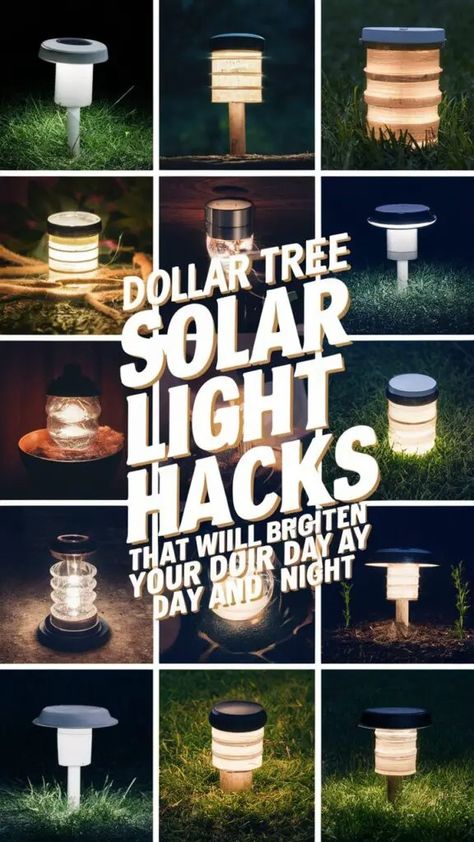 Looking for ways to add some magical twinkle to your yard or patio without breaking the bank? Dollar Tree to the rescue! Their amazing selection of solar lights is perfect for crafting up fun and functional outdoor lighting. Here are 10 dazzling DIY ideas to inspire you: . Mason Jar… Solar Light Diy, Patio Solar Lights Ideas, Diy Yard Lights, Ideas For Solar Lights, Mason Jar Solar Lights Diy, Solar Lights In Flower Pots, Solar Light Hacks, Outdoor Lights No Electricity, Solar Lights Ideas Outdoor Diy