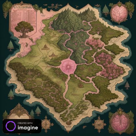 Map Fairy Map, Fantasy Map Art, Forest Map, Map Symbols, Imaginary Maps, Fantasy City Map, Fantasy Map Making, Dnd World Map, Fantasy Island