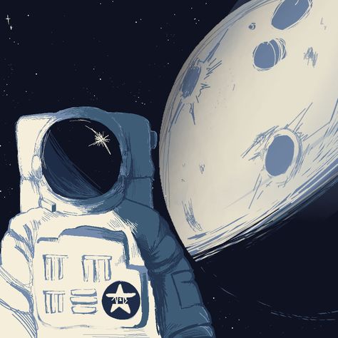 Astronaut Helmet Illustration, Astronaut Profile Picture, Astronaut Aesthetic Art, Astronaut Oc, Astronaut Icon, Astronaut Aesthetic, Astronaut Painting, Astronaut Helmet, Moon Astrology