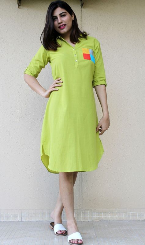 Shirt Collar Kurti, Girls Western Dresses, Collar Kurti, Cotton Dress Pattern, Cotton Short Dresses, Kurti Dress, Casual Frocks, Frock Fashion, Kurti Designs Latest