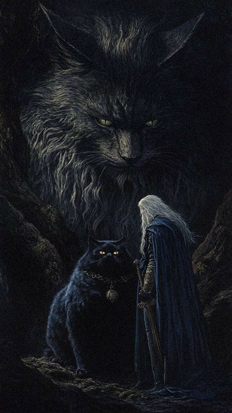 Grimdark Fantasy Art, Creatures Rpg, Dark Fantasy Wallpaper, Cat Wizard, Mystical Decor, Fantasy Inspo, Pfp Dark, Dark Fiction, Souls Art