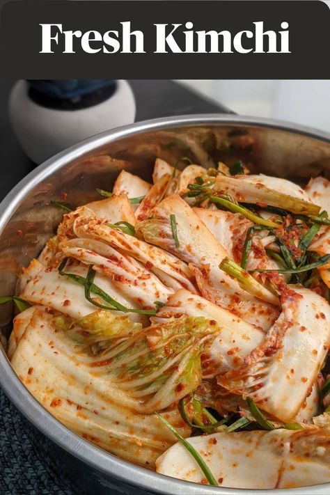 Quick and easy kimchi, ready to eat on the same day. #kimchi Making Kimchi, Quick Kimchi, Fresh Kimchi, Easy Kimchi, Cabbage Kimchi, Seonkyoung Longest, Kimchi Recipe, Korean Dishes, Napa Cabbage