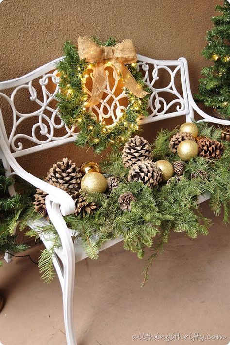 Decorating for Christmas #holidaydecorating #christmas Shabby Chic Weihnachten, Christmas Decorating Ideas, Christmas Front Porch, Christmas Porch Decor, Front Porch Christmas Decor, Christmas Porch, Decoration Christmas, Christmas Deco, Christmas Decorating