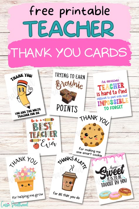 Free printable teacher thank you cards for teacher appreciation week or end of the year. Thank You Cards For Students From Teacher, Handmade Cards For Teachers Appreciation, Teachers Appreciation Card Ideas, Teachers Appreciation Ideas Cards, Teacher Card Message, Preschool Thank You Cards Teachers, Thank You For Being My Teacher Printable, Teacher Pun Gifts, Teacher Appreciation Card Printable