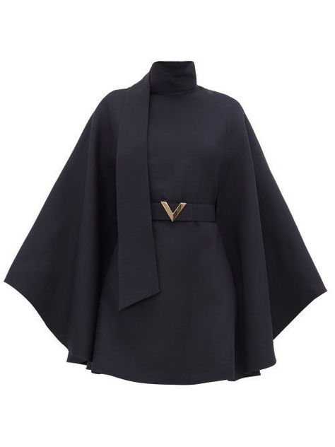 Black Cape Outfit, Valentino Outfit, Cape Outfit, Belted Cape, Valentino Dresses, Cape Fashion, Dress Cape, Valentino Dress, Rose Blackpink