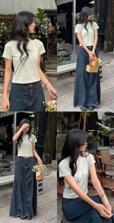 Girly Modest Outfits Summer, Sustainable Summer Fashion, Summer Outfits 2024 Modest, Tokyo Japan Outfits Summer, Ootd Ideas Simple, Summer Asian Outfits, Ootd Poses Ideas, Tokyo Spring Outfit, Japanese Outfit Ideas