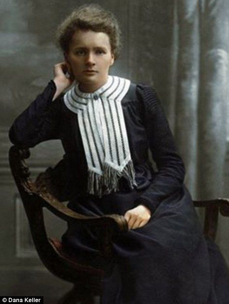 Nobel project: Ms Keller has also coloured this portrait of groundbreaking French physicist Marie Curie, who won a Nobel prize Colorized History, Radium Girls, Famous Scientist, Buster Keaton, Women Scientists, Michael Collins, Colorized Photos, Maria Callas, Neil Armstrong