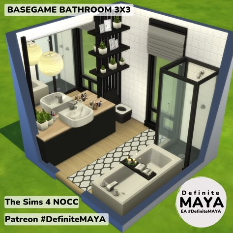 3x3 Sims Bathroom, Bathroom 3x3, The Sims 4 Bathroom, Sims Bathroom, Sims 4 Bathroom, Sims 4 Base Game, Sims Rooms, Sims 4 Rooms, Sims Room