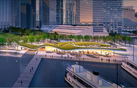 Waterfront Architecture, Water Architecture, Ferry Terminal, Earth Sheltered, Landscape And Urbanism, Landscape Plans, Parking Design, Design Competitions, City Design