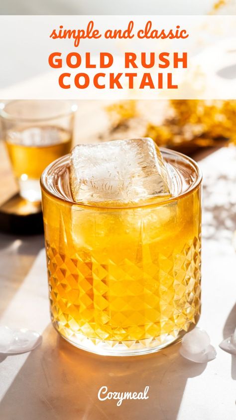 Gold Rush Cocktail, Cocktail Recipes Whiskey, Easy Cocktail, Bourbon Cocktails, Whiskey Cocktails, Easy Cocktails, Gold Cocktail, Drinks Alcohol Recipes, Alcohol Recipes