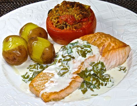 French Sorrel, Sorrel Sauce, Salmon Dishes, French Dishes, Back Road, The Sauce, Creamy Sauce, Baby Spinach, Salmon Recipes