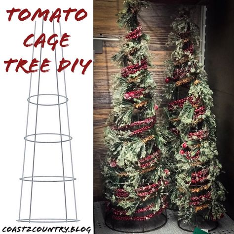 Tomato Cage Tree, Tomato Cage Crafts, Diy Christmas Trees, Tomato Cage Christmas Tree, Planters Diy, Easter Greetings Messages, Front Porch Christmas Decor Ideas, Porch Christmas Decor Ideas, Porch Christmas Decor