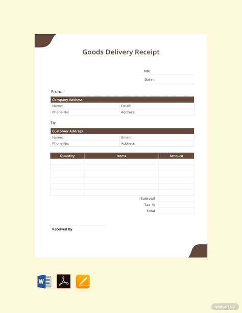 Delivery Receipt Design, Delivery Receipt, Receipt Template, Digital Health, Business Icons Design, Blog Website, Microsoft Excel, Templates Downloads, Google Docs