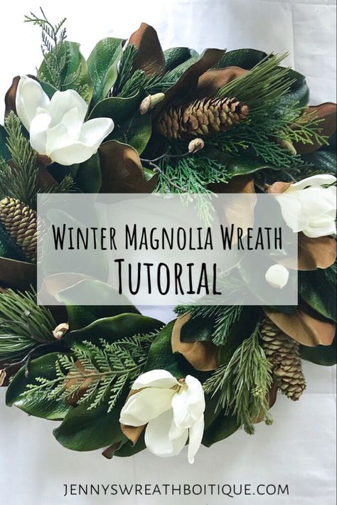 Winter Wreaths After Christmas, Magnolia Christmas Decor, Faux Magnolia Wreath, Magnolia Christmas Wreath, Diy Magnolia Wreath, Magnolia Decor, Magnolia Leaf Wreath, Easy Fall Wreaths, Winter Wreath Diy