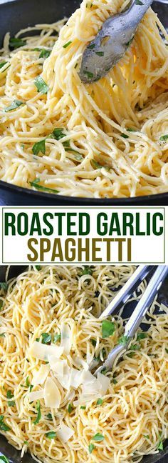 Roasted Garlic Spaghetti, Garlic Spaghetti, Resep Pasta, Diner Recept, Salad Pasta, Makanan Diet, Goulash, Garlic Parmesan, Spaghetti Squash