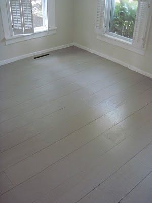 DIY Painted Plywood Floor - Using 8 inch wide lengths of plywood, primer and deck paint, a gal created the floor that so many of us dream of and did it for a mere 45 cents a square foot! That's just $90 for a 200 square foot room! http://www.apartmenttherapy.com/rustic-white-painted-floors-fo-119528 Painted Plywood Floors, Painted Plywood, Painted Wood Floors, Plywood Floor, Stairs Makeover, Cheap Flooring, Plywood Flooring, Deck Paint, Painted Floor