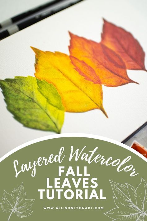 Paint Fall Leaves, Layered Watercolor, Leaves Tutorial, Watercolor Fall Leaves, Watercolor Painting For Beginners, Watercolor Autumn Leaves, Learn Watercolor Painting, Fall Art Projects, Art Tutorials Watercolor