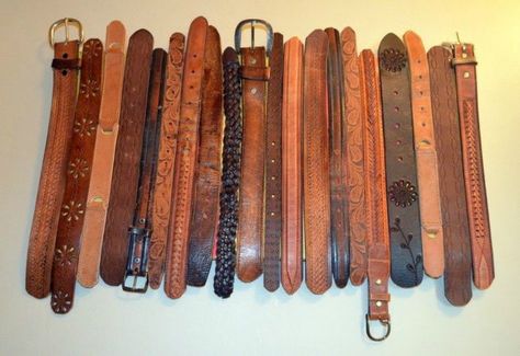 Belt it out! Transform your old belts into your next diy home decor! #diy #diyhomedecor #belts #upcycle Crafts Using Old Leather Belts, Belts Diy Ideas, Recycled Leather Belts Ideas, Leather Belt Crafts Upcycle, Used Belts Ideas, Belt Decoration Ideas, Old Leather Belt Ideas Diy Projects, Leather Belt Upcycle Ideas, Bracelets Made From Leather Belts