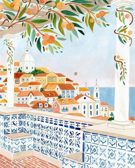 Amber Davenport, Travel Barcelona, Sicily Wedding, Painting Sketchbook, Mediterranean Art, Posters Wall Art, Travel Illustration, Home Decor Paintings, Posters Wall