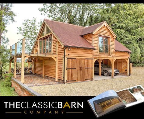 A bespoke Classic Barn oak framed garage with room above - Traditional - Garage - by The Classic Barn Company Garage With Room Above, Timber Frame Garage, Room Above Garage, Timber Garage, Plan Garage, Oak Frame House, Oak Framed Buildings, Garage Guest House, Building A Garage