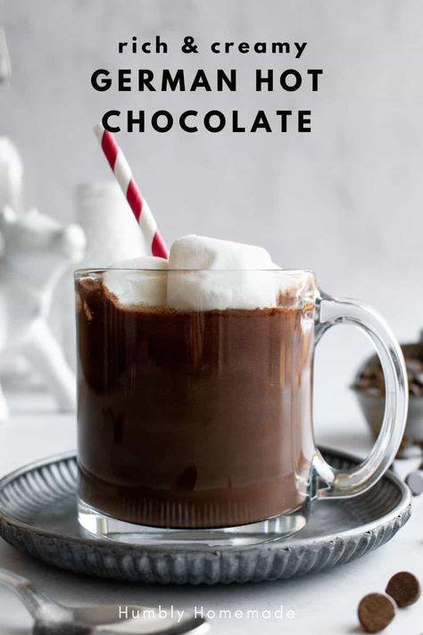 German Hot Chocolate Vegan French Hot Chocolate, Belgian Hot Chocolate Recipe, German Hot Chocolate Recipe, Best Ever Hot Chocolate Recipe, Belgian Hot Chocolate, Decadent Hot Chocolate, Belgium Hot Chocolate, Hot Chocolate Recipes For Gifts, Specialty Hot Chocolate