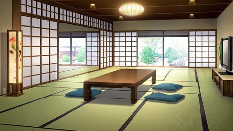 Traditional Japanese House Anime, Japan Traditional House, Tatami Room, Japanese Home Design, Dorm Design, House Flippers, Anime Places, Traditional Japanese House, Japanese Room