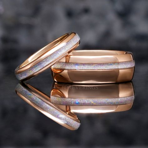 Gold Tungsten Wedding Bands, Rose Gold Tungsten Ring, Ring Engraving, Couples Ring, Galaxy Ring, Rose Gold Tungsten, Ring Matching, Tungsten Wedding Band, Rose Gold Wedding Bands