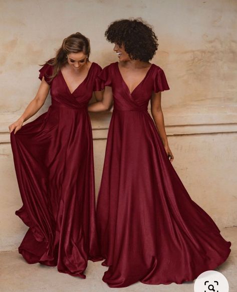 Burgandy Bridesmaids Dress, Wine Red Bridesmaid Dresses, Wine Bridesmaid Dresses, Bridesmaid Satin, Evening Gowns With Sleeves, Bridesmaid Dresses With Sleeves, Burgundy Bridesmaid, Red Bridesmaids, Red Bridesmaid Dresses