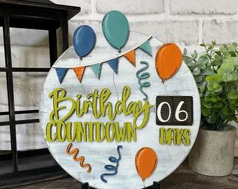 OBDesignCoByJamie - Etsy 9 Days To Go Countdown Birthday, 5 Days To Go Countdown Birthday, 10 Days To Go Countdown Birthday, 11 Days To Go Countdown Birthday, Happy Birthday Countdown, Birthday Countdown Calendar, Days To Go Countdown, Countdown Birthday, Calendar Birthday